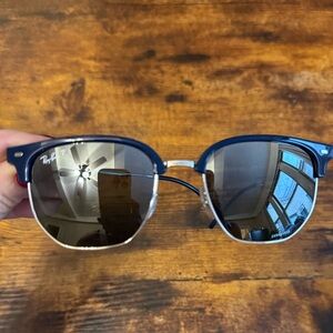 Ray-Ban Navy and Silver Sunglasses Clubmaster New in Box Polarized